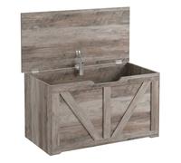 Homcom baúl de almacenaje 100l, banco de almacenaje con bisagra de seguridad, asa con recorte en u, para recibidor, pasillo, dormitorio, salón, carga 136 kg, 80x40x45 cm, gris