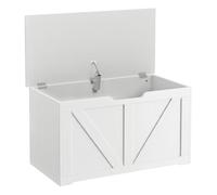 Homcom baúl de almacenaje 100l, banco de almacenaje con bisagra de seguridad, asa con recorte en u, para recibidor, pasillo, dormitorio, salón, carga 136 kg, 80x40x45 cm, blanco