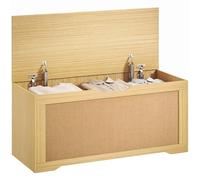 Homcom baúl de almacenaje 136l, banco de almacenaje con panel de ratán, tapa elevable, brazos de soporte, diseño sin tiradores, para recibidor, pasillo, dormitorio, salón, 100x40x45 cm, roble