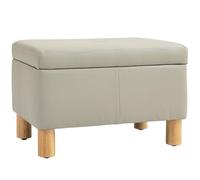 HOMCOM Baúl de Almacenaje para Dormitorio 33L Puff Almacenaje Tapizado en PU Banco de Almacenaje con Patas de Madera para Pasillo Salón 60x38x40 cm Gris Claro