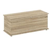 HOMCOM Baúl de Almacenaje, Banco de Almacenaje, Banco Zapatero con Bisagra de Seguridad, Estilo Moderno, para Pasillo, Dormitorio, Salón, 100x40x40 cm, Roble