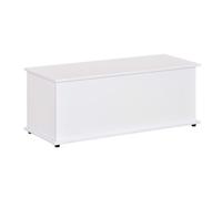 HOMCOM Baúl de Almacenamiento de Madera Taburete para Almacenaje con Tapa para Dormitorio Salón Carga Max. 60 kg 100x40x40 cm Blanco Aosom España