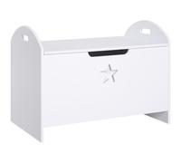 HOMCOM Baúl de Almacenaje Tapa Reversible de Juguete 62x40x46,5 cm Blanco