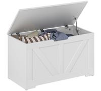 HOMCOM Baúl de Almacenaje para Dormitorio 100 L Banco de Almacenaje con Tapa Bisagra de Seguridad para Pasillo Salón 80x40x45 cm Blanco White 80x40x45cm