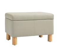 HOMCOM Baúl de Almacenaje para Dormitorio 33L Puff Almacenaje Tapizado en PU Banco de Almacenaje con Patas de Madera para Pasillo Salón 60x38x40 cm Gris Claro