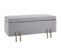 HOMCOM Baúl de Almacenaje para Dormitorio 70L Puff Almacenaje Tapizado en Terciopelo Banco de Almacenaje con Patas de Metal para Entrada Salón 100x40x42 cm Gris Claro
