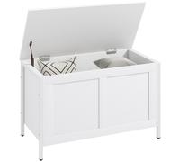 HOMCOM Baúl de Almacenaje para Dormitorio 95 L con Tapa Banco de Almacenaje con Bisagra de Seguridad 80x40x50 cm Caqui oscuro
