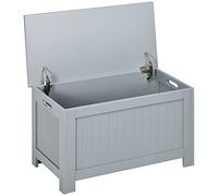 HOMCOM Baúl de Almacenaje para Dormitorio Banco de Almacenaje con Tapa Baúl de Almacenaje Versátil con Bisagra de Seguridad para Pasillo Salón 81x40x46 cm Gris