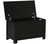 HOMCOM Baúl de Almacenaje con Tapa Baúl de Almacenaje Versátil con Bisagra de Seguridad para Pasillo Salón 81x40x46 cm Negro