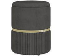 HOMCOM Baúl de Almacenaje para Dormitorio Puff Almacenaje Tapizado en Terciopelo Banco de Almacenaje con Patas Antideslizantes Ø36x44 cm Azul Oscuro Gray 36x36x44cm