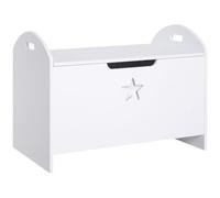 HOMCOM Baúl de Almacenaje Tapa Reversible de Juguete 62x40x46,5 cm Blanco | Organizador de Juguete de Niño, Diseño con Seguridad, Amplio Espacio, Carga 20 kg