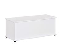 HOMCOM Baúl de Almacenamiento de Madera Taburete para Almacenaje con Tapa para Dormitorio Salón Carga Max. 120 kg 100x40x40 cm Blanco