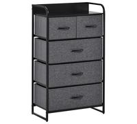HOMCOM Baúl de Almacenamiento de Tela de 5 cajones 58x29x99cm Gris | Cajones plegables