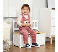 HOMCOM Baúl de Juguetes de Madera Almacenamiento con Tapa y Respaldo para Niños