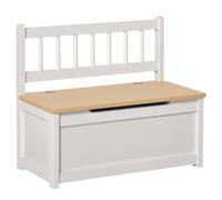 HomCom Baúl infantil para juguetes banco con respaldo y tapa amortiguadora 40 kg 60x30x50 cm Blanco