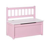 HomCom Baúl para juguetes con respaldo y tapa amortiguadora 40 kg 60x30x50 cm rosa/blanco