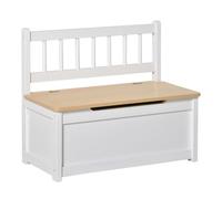 HomCom Baúl infantil para juguetes banco con respaldo y tapa amortiguadora 40 kg 60x30x50 cm Blanco