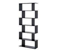 HomCom Estantería Negra 6 Estantes 80x23x192 cm Madera Librería Moderno Ideal para Salón y Oficina Aosom España