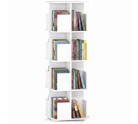 HOMCOM - Biblioteca giratoria de 4 Niveles, estantería con 16 Compartimentos para Sala de Estar, Oficina, Dormitorio, 39 x 39 x 128,3 cm, Color Blanco