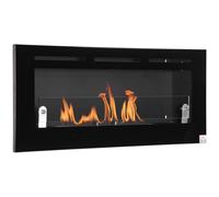 HOMCOM Bioetanol Chimenea de pared Quemador empotrado 2,8 L, aprox. 3,5 h Tiempo de combustión Sol. 102L x 16W x 43H cm Manta 25-30 m² Metal Black