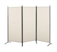 HOMCOM Biombo de 3 Paneles 253x50x182 cm con 6 Pies de Metal Beige