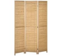HOMCOM Biombo de 3 Paneles Plegable Estilo Rústico 120x1,8x170 cm Natural