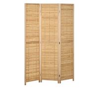 HOMCOM Biombo de 3 Paneles Plegable Estilo Rústico 120x1,8x170 cm Natural