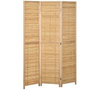 HOMCOM Biombo de 3 Paneles Plegable 120x1,8x170 cm Separador de Ambientes de Bambú Estilo Rústico Natural Aosom España