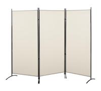 HOMCOM Biombo de 3 Paneles Separador de Ambientes 253x50x182 cm Beige | Divisor de Habitación Plegable, 6 Pies de Metal, Pantalla de Privacidad, para Oficina Dormitorio