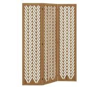 Homcom biombo de 3 paneles separador de ambientes plegable 120x1,7x170 cm divisor de habitación de madera con patrones geométricos para oficina dormitorio natural