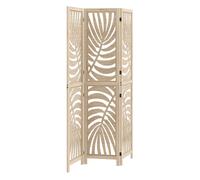 Homcom biombo de 3 paneles separador de ambientes plegable 120x170 cm con estampado de hojas de palma tropical biombo separador de ambientes para salón dormitorio oficina natural 1.7 cm