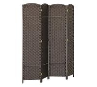 Homcom biombo de 4 paneles 160x170 cm separador de ambientes plegable biombo separador de ambientes para salón dormitorio oficina marrón 1.6 cm