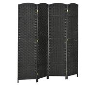 Homcom biombo de 4 paneles 160x170 cm separador de ambientes plegable biombo separador de ambientes para salón dormitorio oficina negro 160 cm