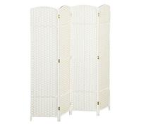 Homcom biombo de 4 paneles 160x170 cm separador de ambientes plegable biombo separador de ambientes para salón dormitorio oficina blanco 160 cm