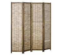 HOMCOM Biombo de 4 Paneles Plegable de Madera y Carrizo 160x1,8x170 cm Natural Amarillo 160x1.8x170 cm