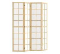 Homcom biombo de 4 paneles plegable, separador de ambientes con marco de madera, 160x170 cm, pantalla de privacidad para dormitorio, oficina, salón, natural