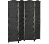 HOMCOM Biombo de 4 Paneles Separador de Ambientes Plegable 160x170 cm Marrón