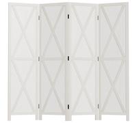 HomCom Biombo de 4 paneles separador de ambientes plegable 182 x 170 cm para salón Blanco