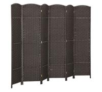 Homcom biombo de 6 paneles 240x170 cm separador de ambientes plegable biombo separador de ambientes para salón dormitorio oficina marrón 1.6 cm