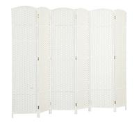 Homcom biombo de 6 paneles 240x170 cm separador de ambientes plegable biombo separador de ambientes para salón dormitorio oficina blanco 1.6 cm