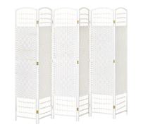 HomCom Biombo separador 6 paneles plegable 242x170 cm para salón blanco/natural