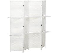HOMCOM Biombo Divisor de 4 Paneles Plegable 181x180 cm para Dormitorio Salón Blanco