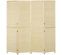 HOMCOM Biombo en bambú 4 paneles 180x180 cm separador de ambiente biombo de separación plegable - natural Aosom España