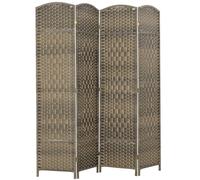 HOMCOM Biombo interior de madera 4 paneles separador de ambiente plegable para salón dormitorio 180 x 180 cm roble oscuro