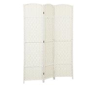 Homcom biombo plegable de 3 paneles 135x180 cm biombo separador de ambientes pantalla de privacidad de polipropileno para oficina dormitorio blanco