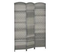 HOMCOM Separador de Ambientes Biombo Plegable Pantalla de Privacidad de Polipropileno Gris claro 135X1.7X180 cm