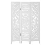 HOMCOM Biombo Plegable de 3 Paneles de Madera, 120x170 cm, Biombo Separador de Ambientes con Patrones Tallados Elegantes, Decoración para Dormitorio, Salón, Blanco BLANCO