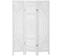 HOMCOM Biombo Plegable de 3 Paneles de Madera, 120x170 cm, Biombo Separador de Ambientes con Patrones Tallados Elegantes, Decoración para Dormitorio, Salón, Blanco BLANCO