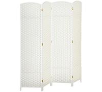 HOMCOM Biombo Plegable de 4 Paneles 160x170 cm Salón Dormitorio Blanco