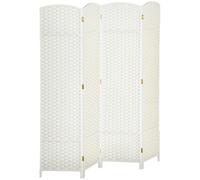 HOMCOM Biombo Plegable de 4 Paneles 160x170 cm Salón Dormitorio Blanco | Separador de Ambientes, Biombo Separador de Ambientes, Oficina